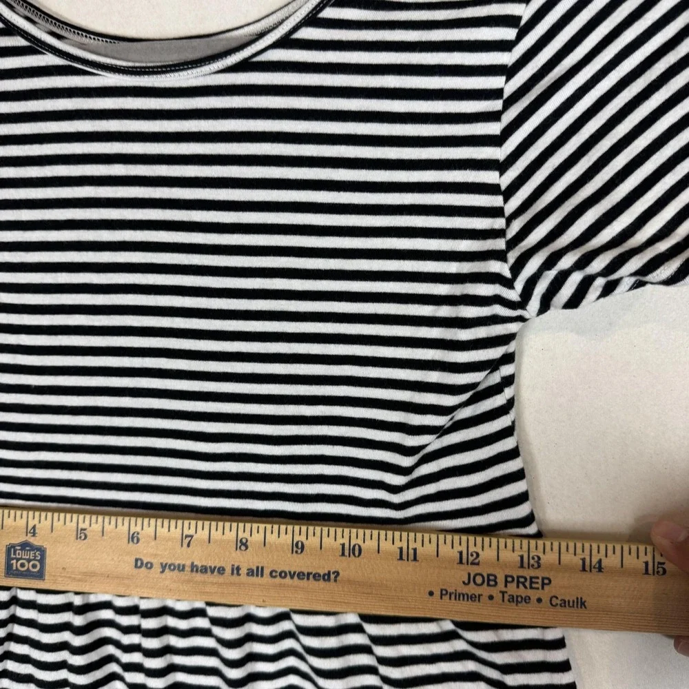Old Navy Dress Girls 10-12 Black White Stripe Skater Scoop Neck Jersey Casual